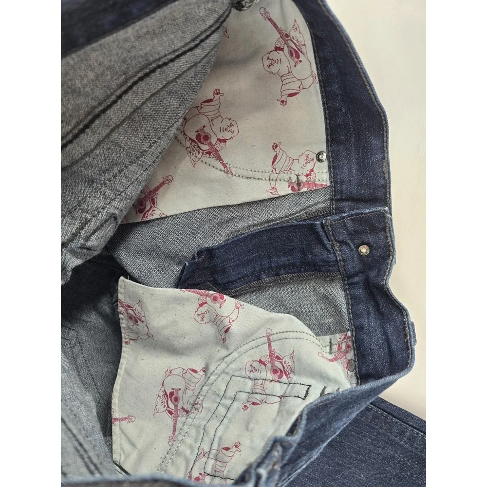 Y2K True Religion Straight Flap‎ Jeans 34X29 USA Dark Wash World Tour Ricky